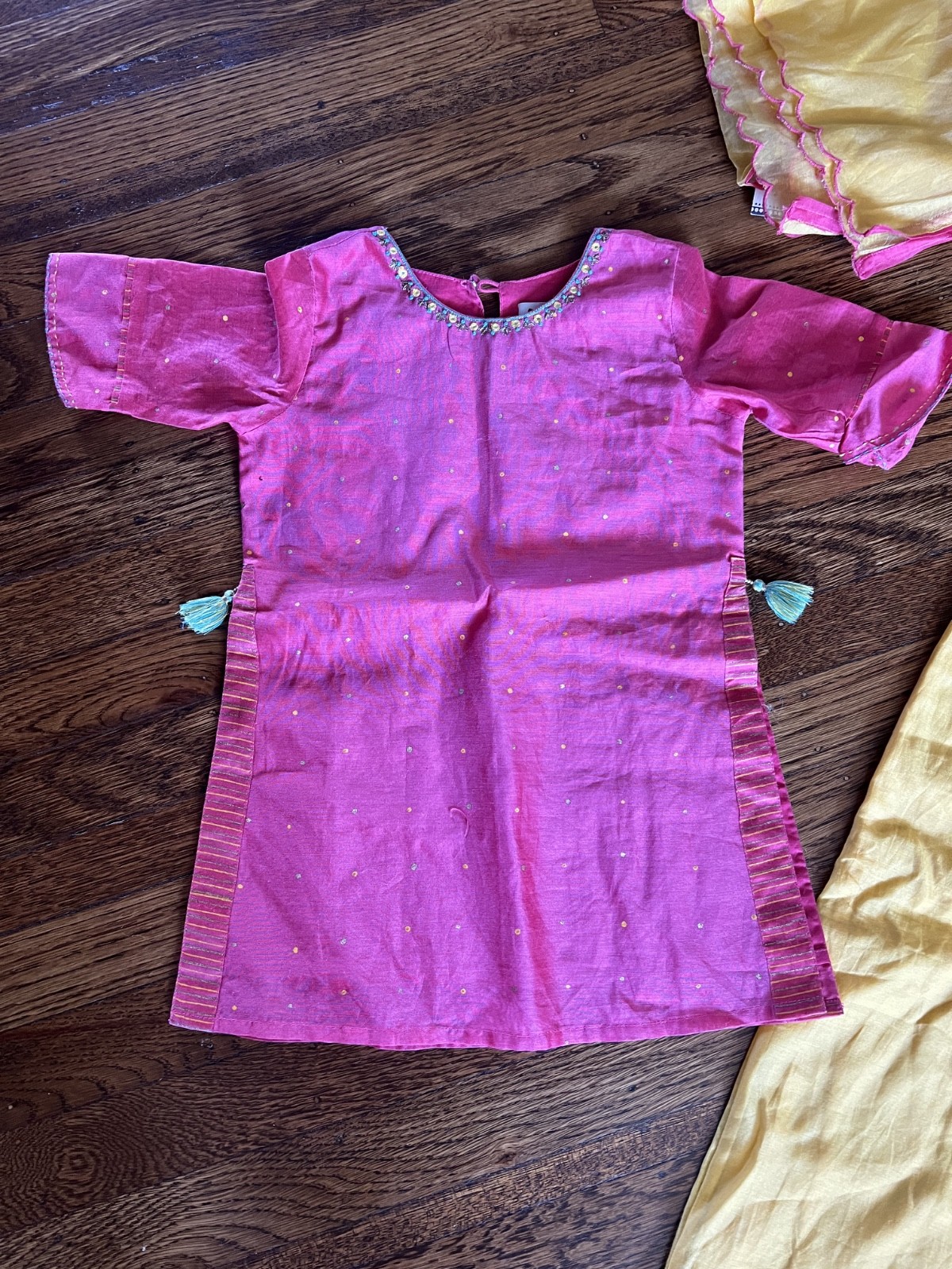 Fab India Kids Palazzo Set – Pink & Yellow Girls 2-3 Yrs