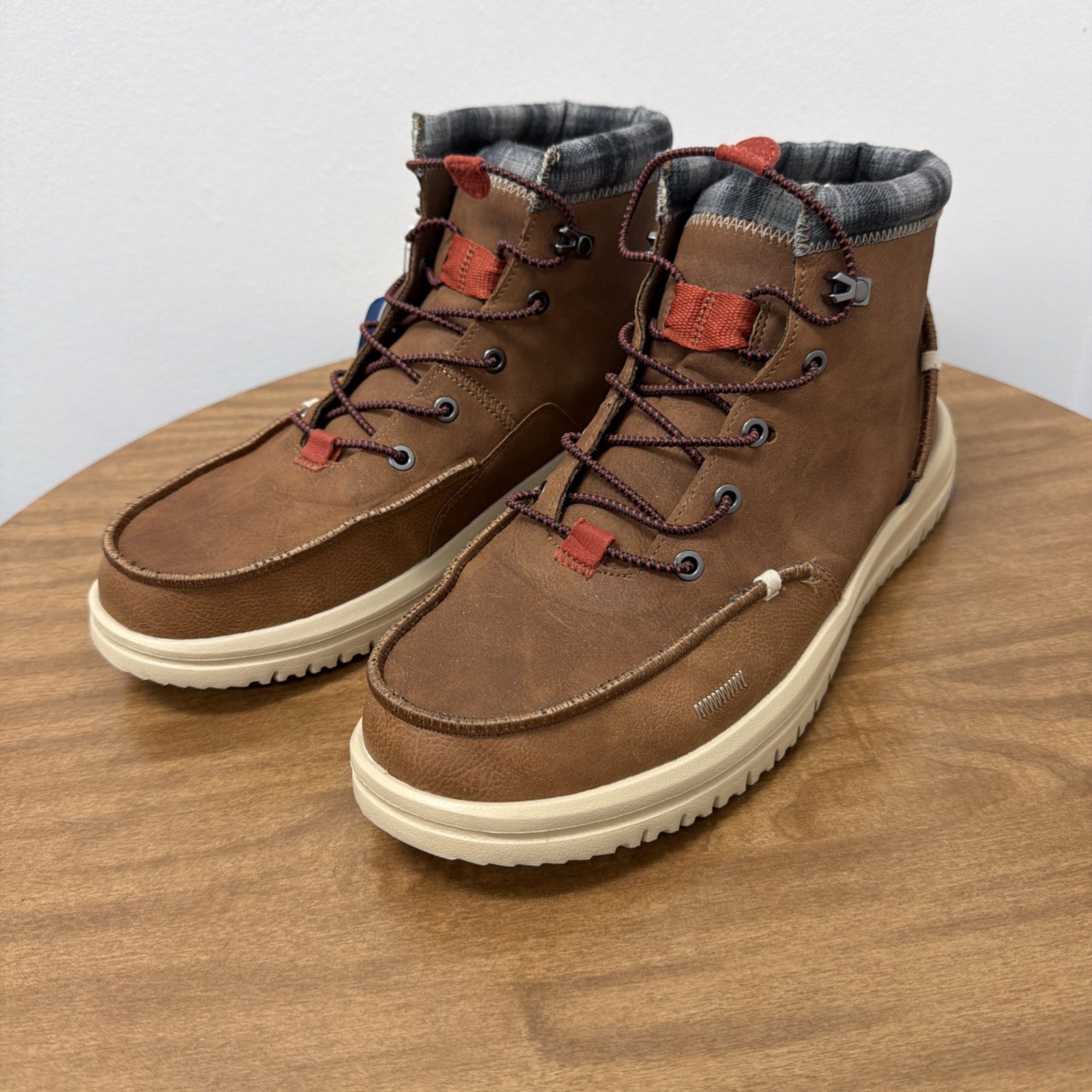 HEYDUDE Bradley Classic Boots, Mens 12 Medium Cognac Brown 42067-21N lace up