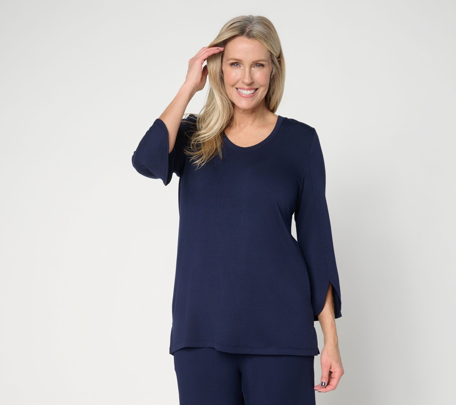 Brandis Dress Out Loud Acquitted Knit Dolphin Sleeve U Neckline Top Sailor Navy
