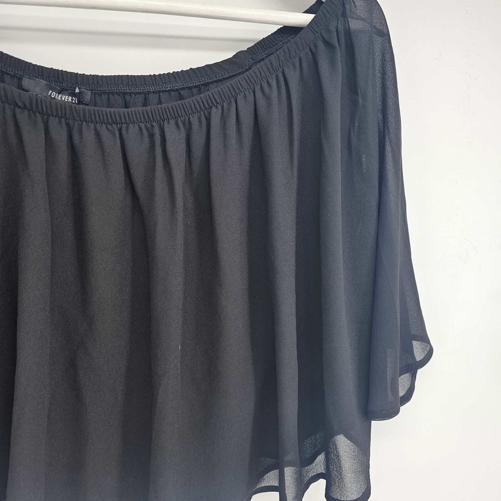 Womens Forever 21 Black Semi Sheer Top Size S NWT