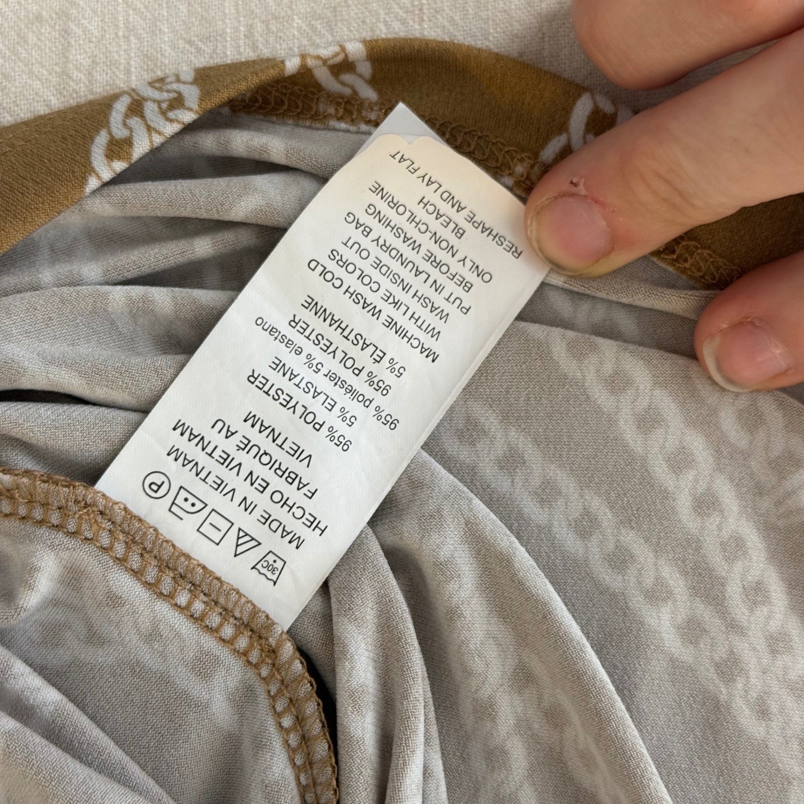 Michael Kors Women Medium Tan Chain Link MK Logo Faux Wrap V-Neck Blouse Top