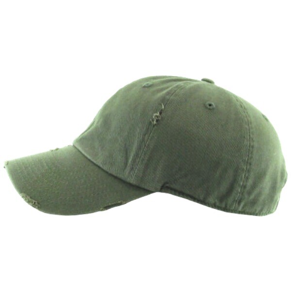 New Green Solid Distressed Vintage Polo Style Baseball Ball Cap Hat 100% Cotton