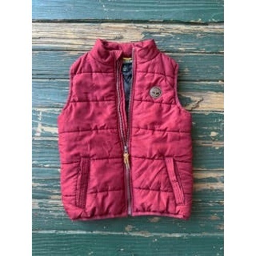 Timberland Kids Burgundy Red Quilted Puffer Vest Size 4T Zip Up Outerwear