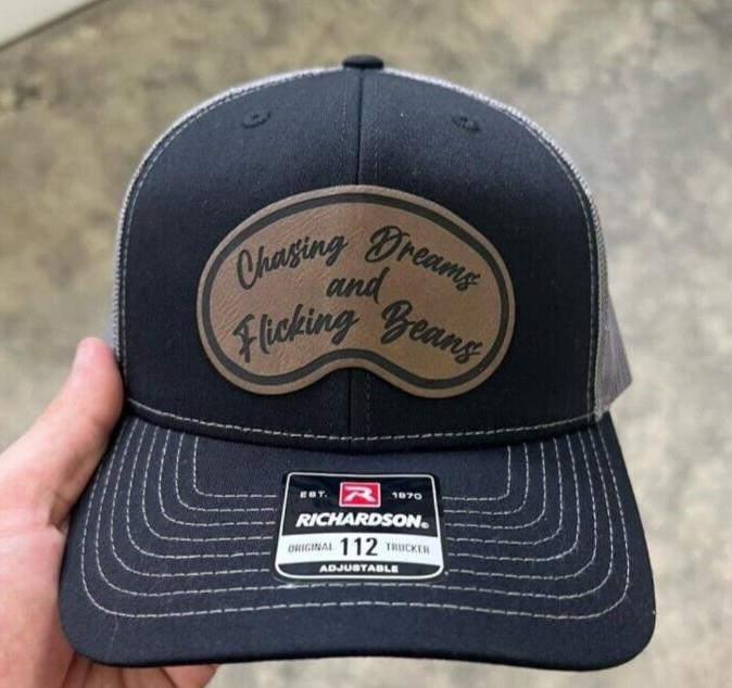 Chasing Dreams And Flicking Beans Hat Richardson 112 Black With Charcoal Mesh