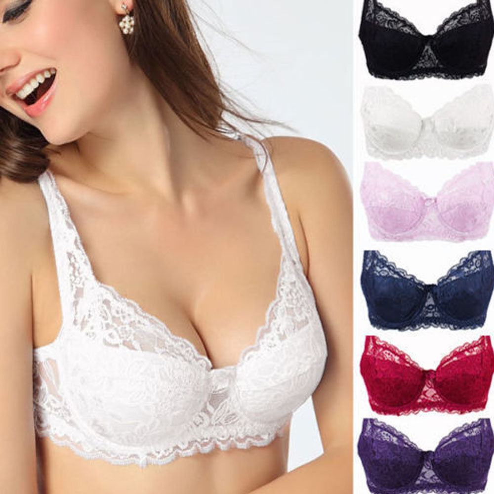 Women Push-Up Bra 9 colors Floral Padded Plunge Bras Bralette Size 32-42 A B C D