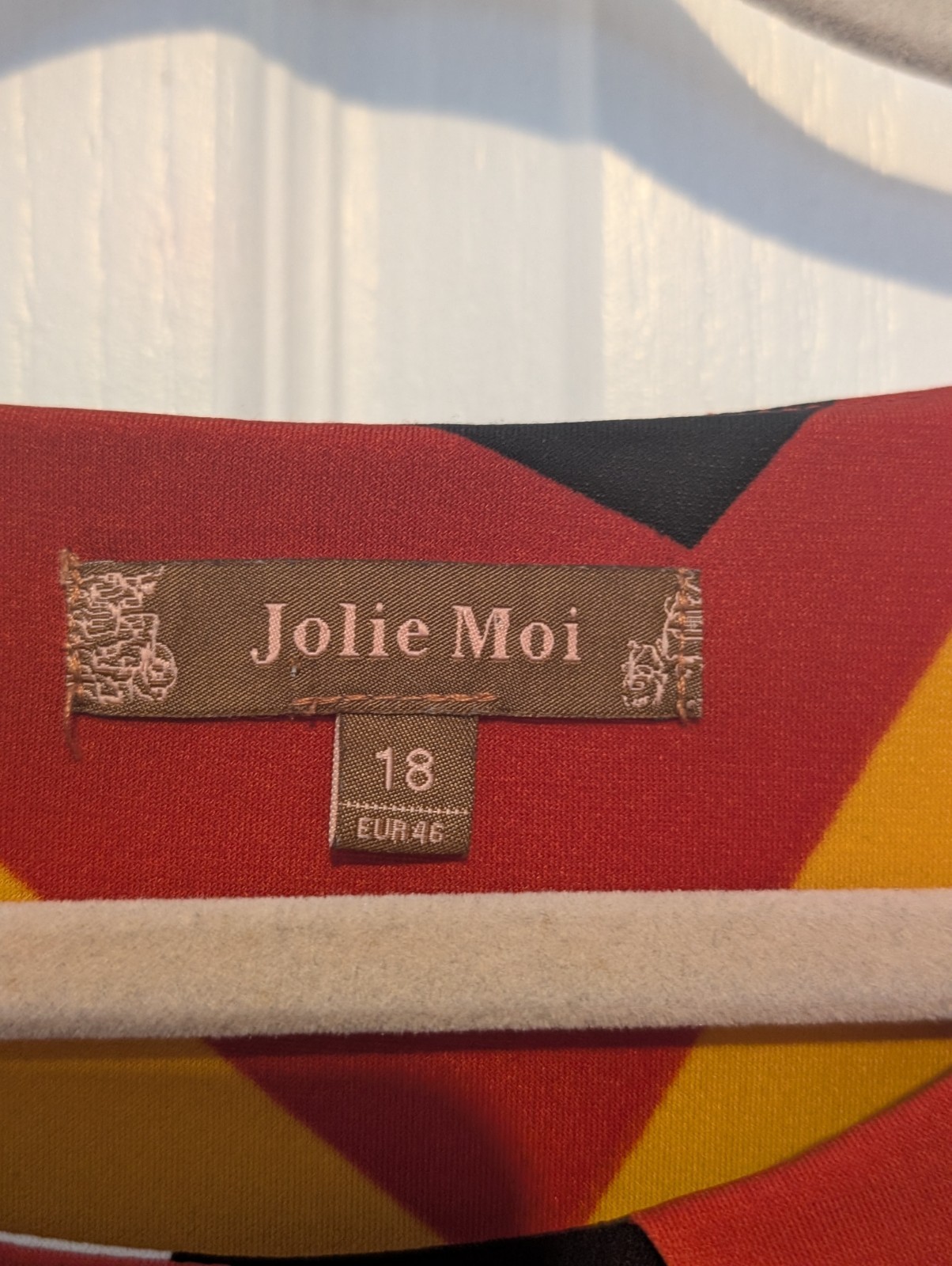 Jolie Moi Bold Chevron Print Midi Dress Size 18 Ruched Sleeve Pockets Retro 70s