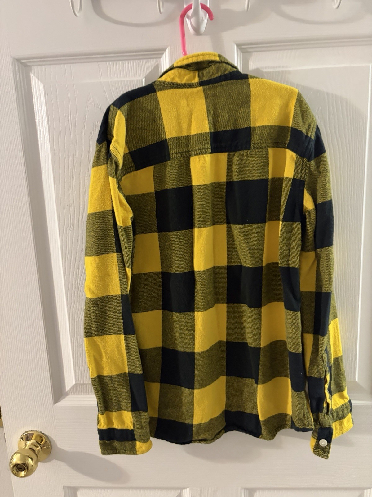 Abercrombie Kids Boys Yellow/Black Plaid Long Sleeve Collared Shirt 11/12