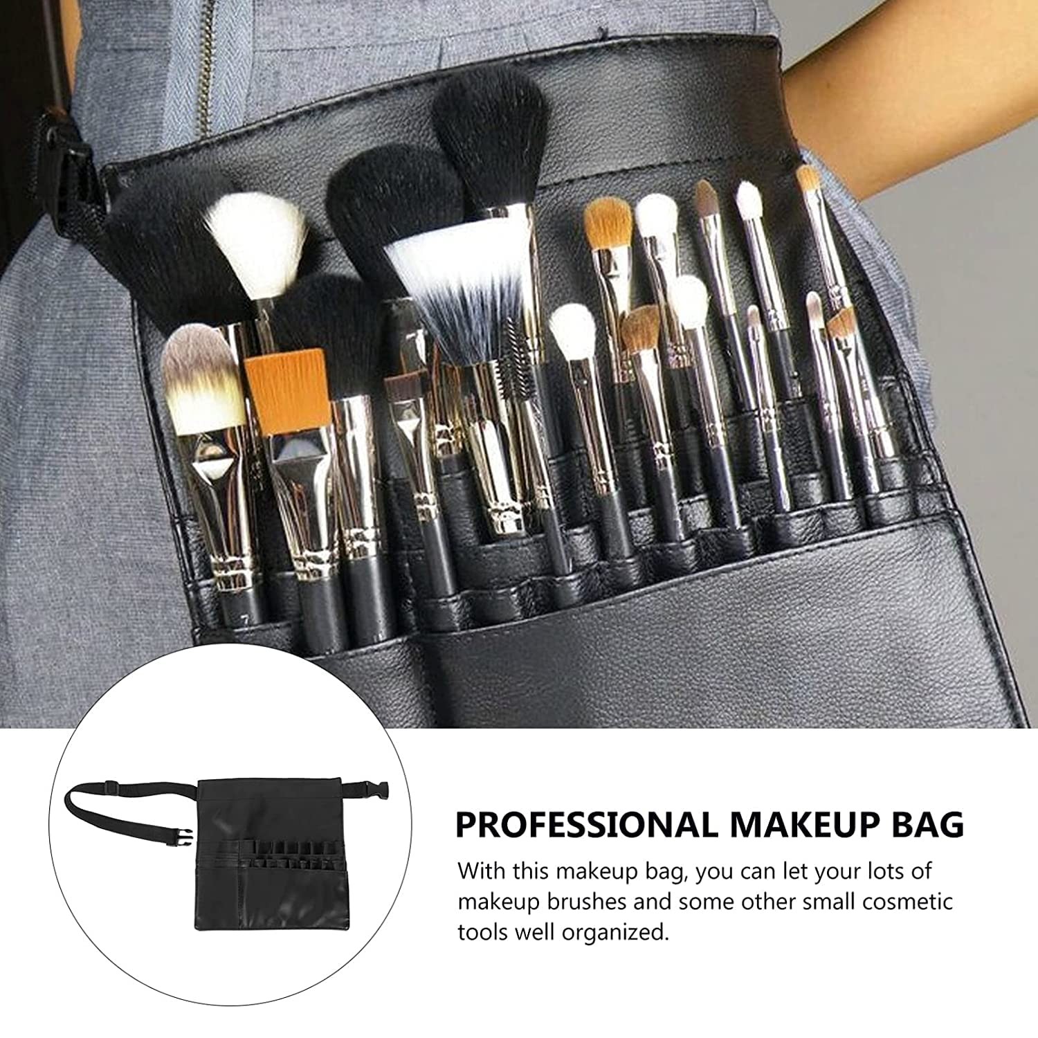Comicfs Makeup Brush Bag 22 Pockets 9.8 x 10.4 inches, Middle (9.8×10.4inch)