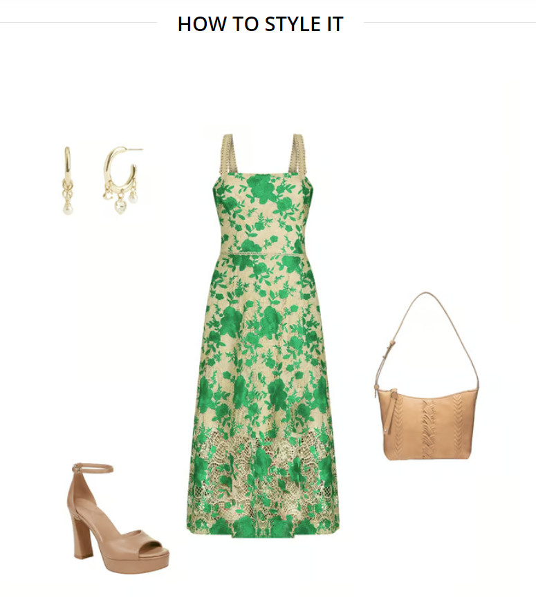 Dillards Alex Marie green/cream crochet midi dress sz 4 NWT