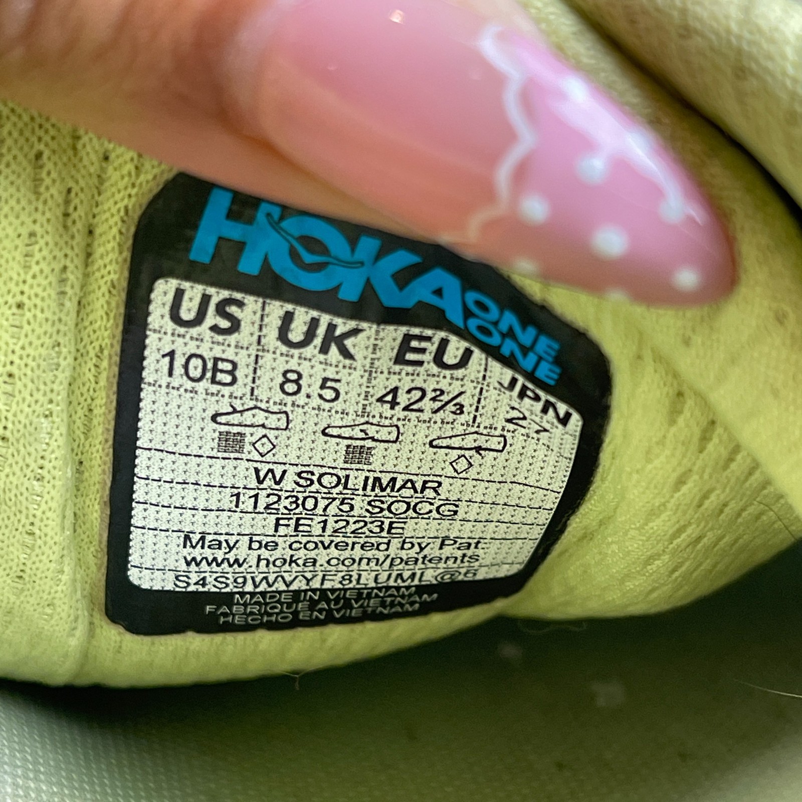 Hoka One One Solimar 1123075-SOCG Women 10B Running Shoes Green Athletic Sneaker