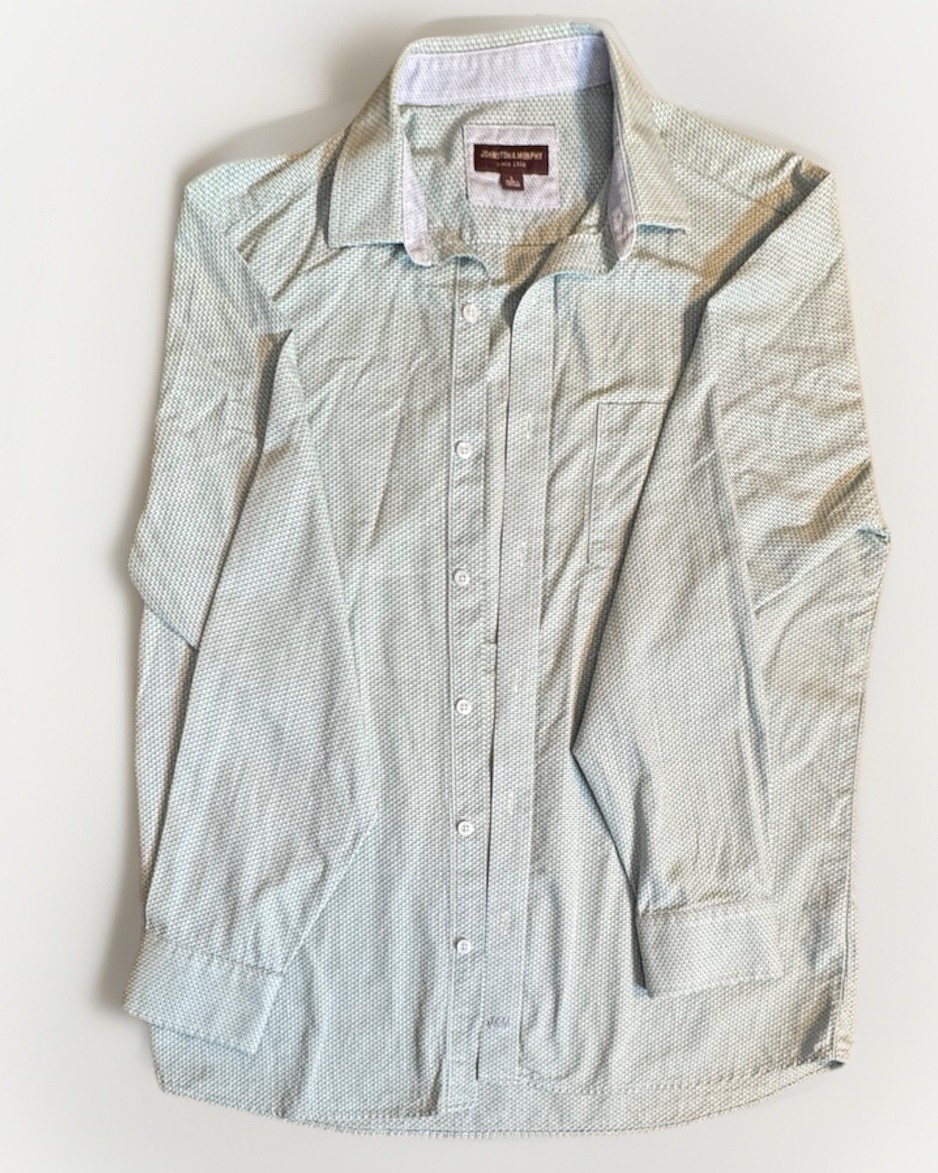 (L) JOHNSTON & MURPHY Beautifully Made Tightly Woven Long Sleeve Button Down