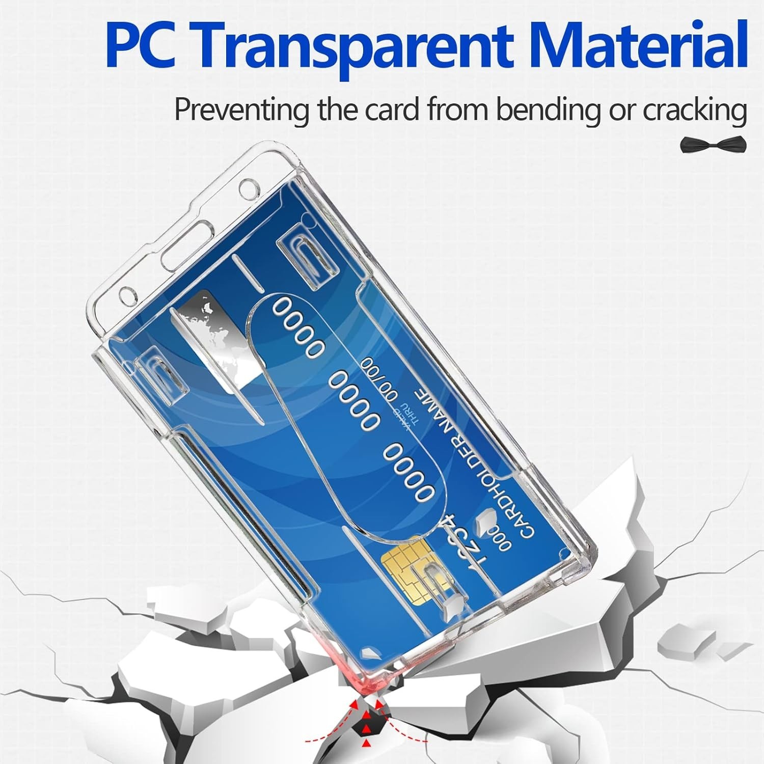 Hard Plastic ID Badge Holder Heavy Duty High Clear PC Material Holds 2 Cards