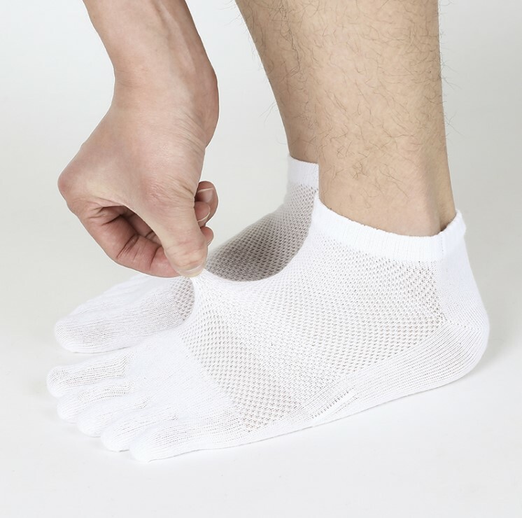 6Pair Men Low Cut Five Finger Toe Casual Breathe Sport Combed Cotton Ankle Socks