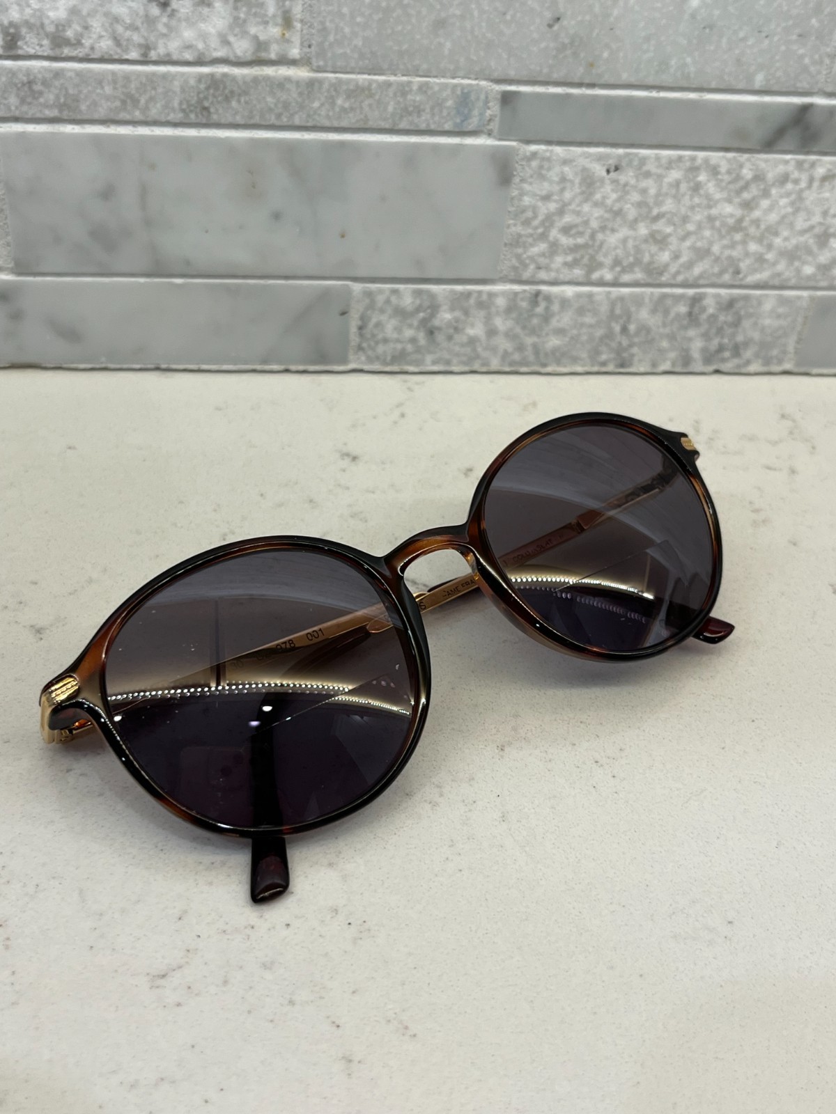 Women’s Tortoise Designer Gold Round Sunglasses UZ 978 001 130 “FRAMES ONLY”