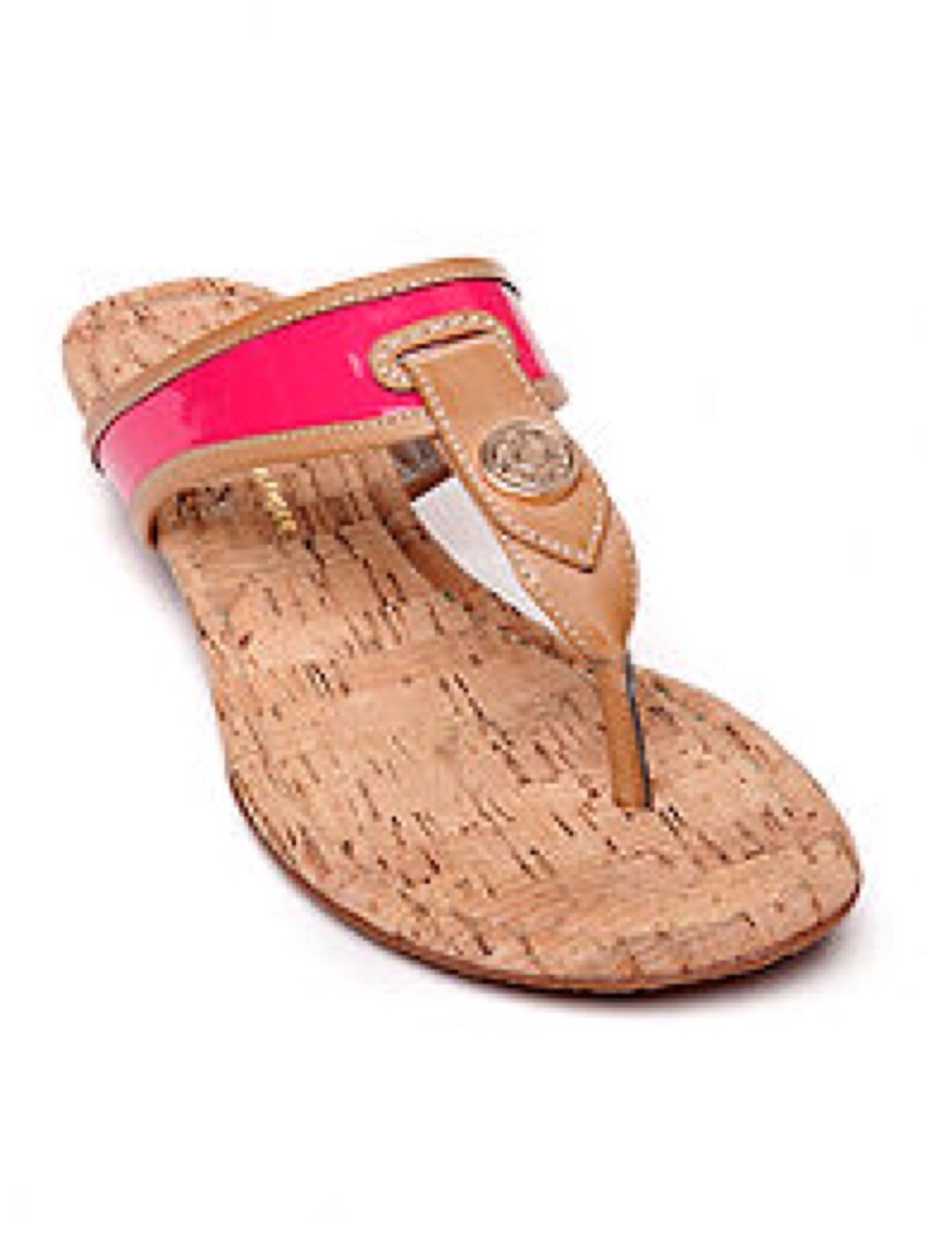 Tommy Hilfiger Pink Bradley Faux Leather Sandals Flat(0 to 1/2 In.) SZ 6 Medium