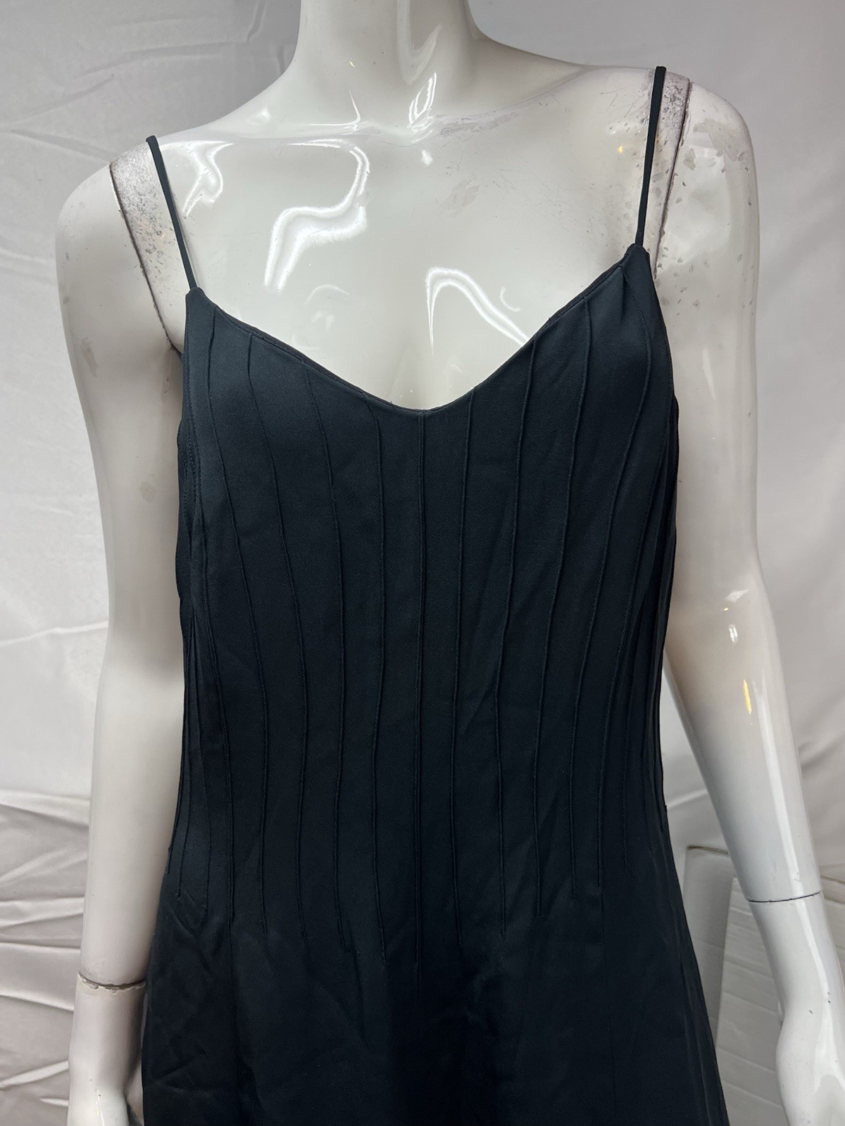 Armani Collezioni Women’s US 10 (IT 46) Long Black Silk Blend Crepe Slip Dress