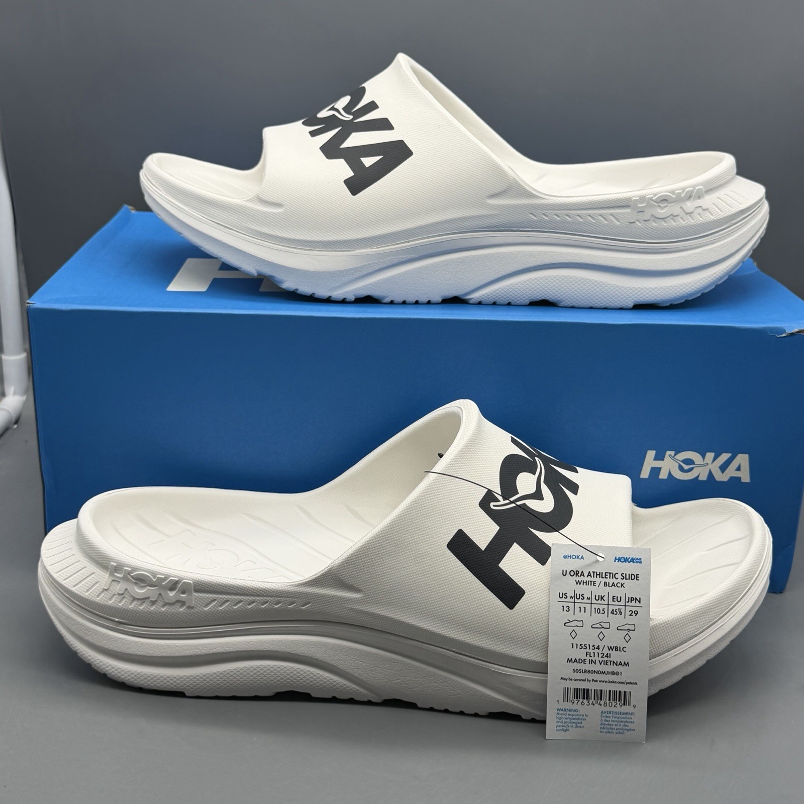 Hoka Ora Athletic Slide Mens 11 Recovery Sports Sandals Beach Pool White NWB!