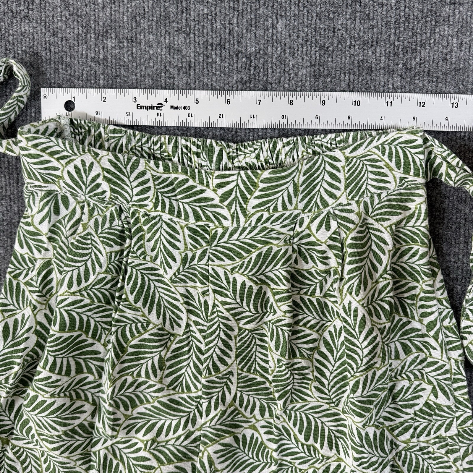 Midnight Sky Linen Pants Small Green Wide Leg Tropical Ankle High Rise Floral