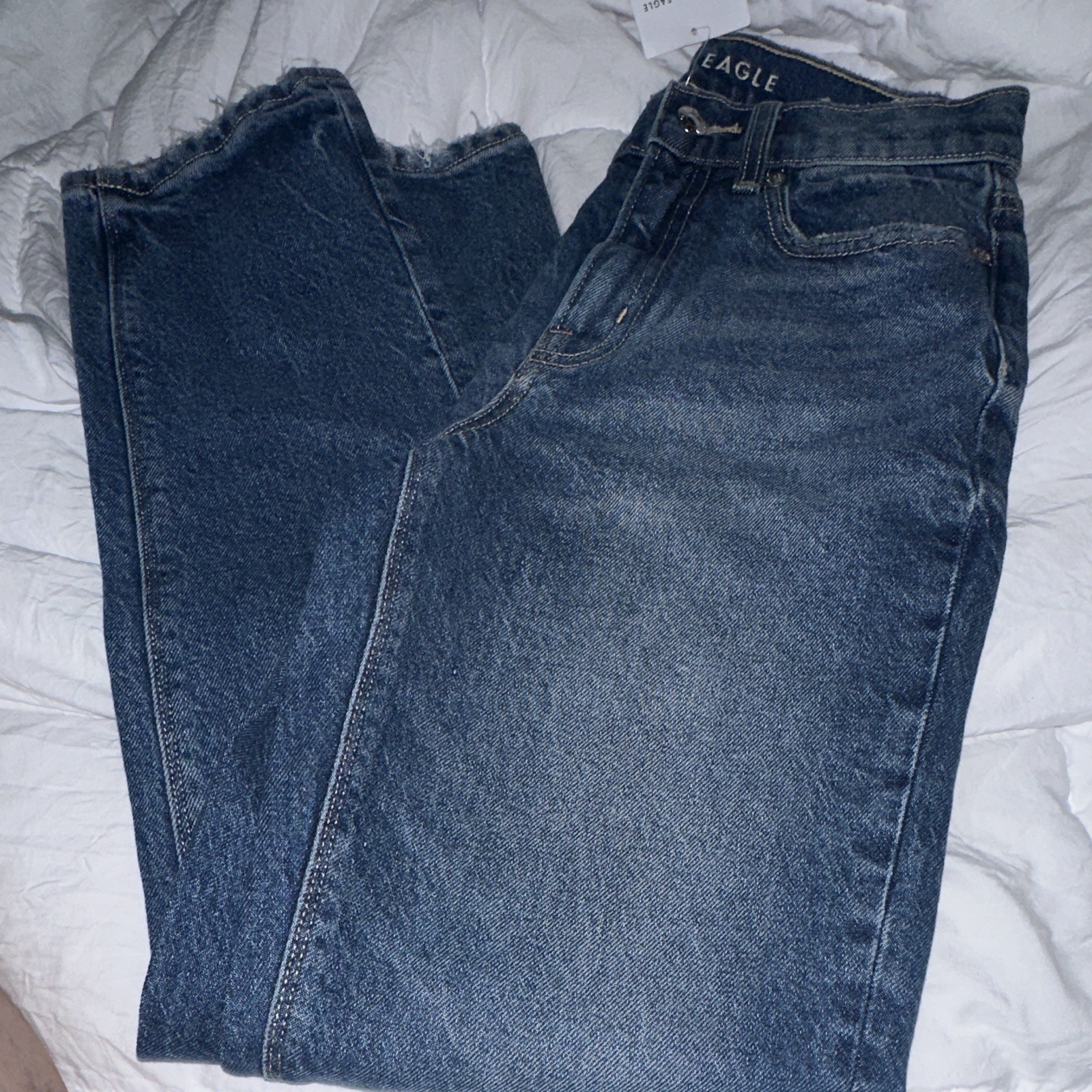 American Eagle Outfitters Women’s Blue Denim Straight Jeans Medium Wash Stretch