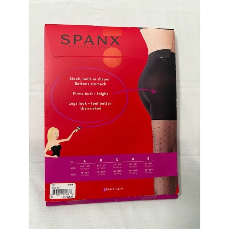 NEW SPANX Sheers Swiss Dot Patterned Leg All Day Shaping Tights Black Size E