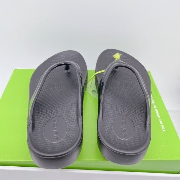 OOFOS OOlala Flip Flop Waterproof Thong Black Womens Size US 6/ EU 37