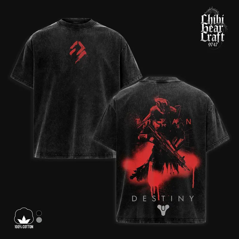 Destiny 2 Neon Spray Art Titan Hunter Warlock Vintage Oversized Graphic Tee