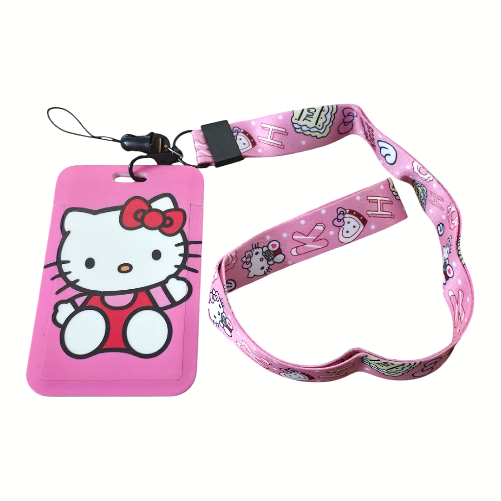 Hello Kitty ID Badge Holder Lanyard Pink Clip Card Holder New Free Ship