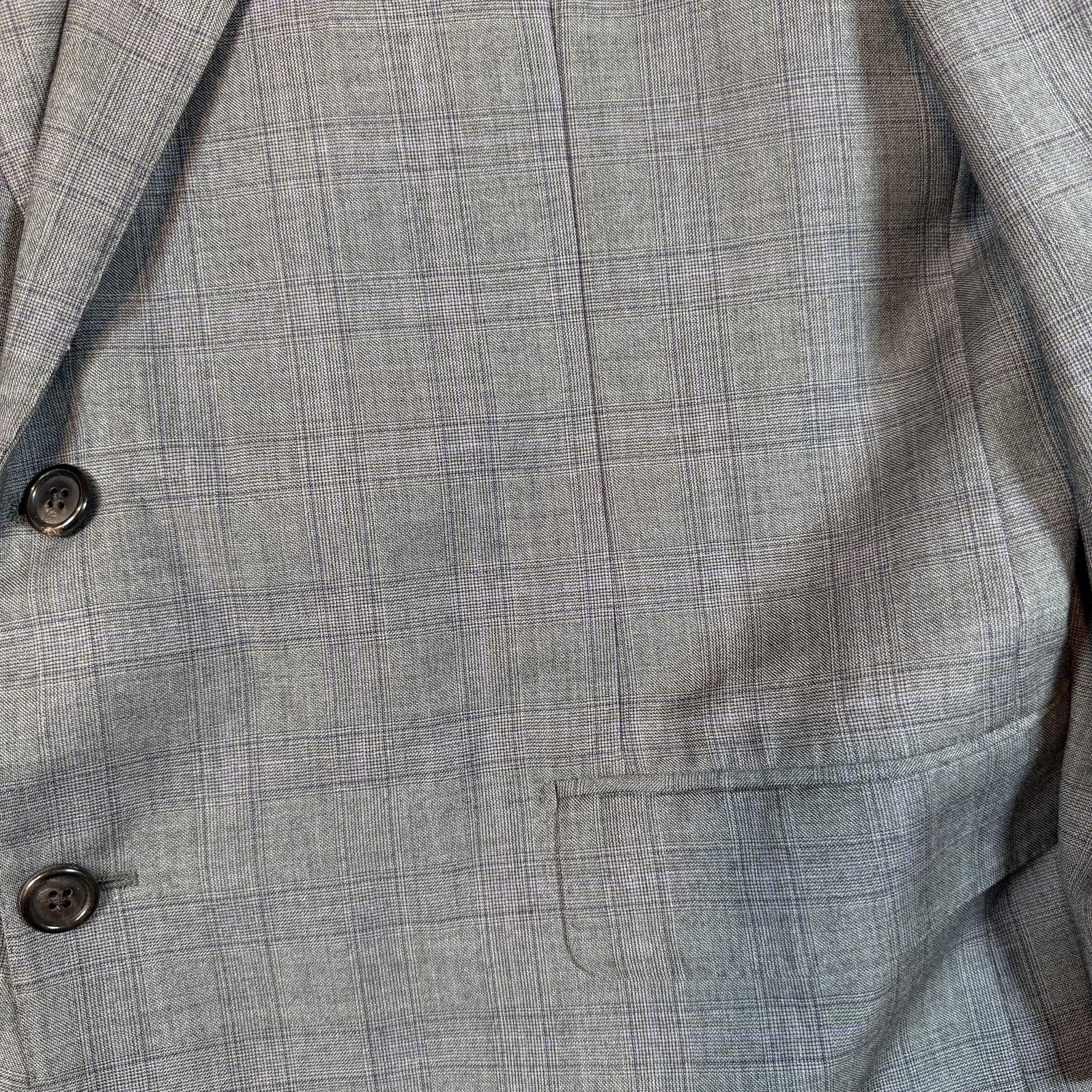 Hickey Freeman Suit Mens 48 42×26 Gray Plaid Wool Loro Piana Super 130s USA