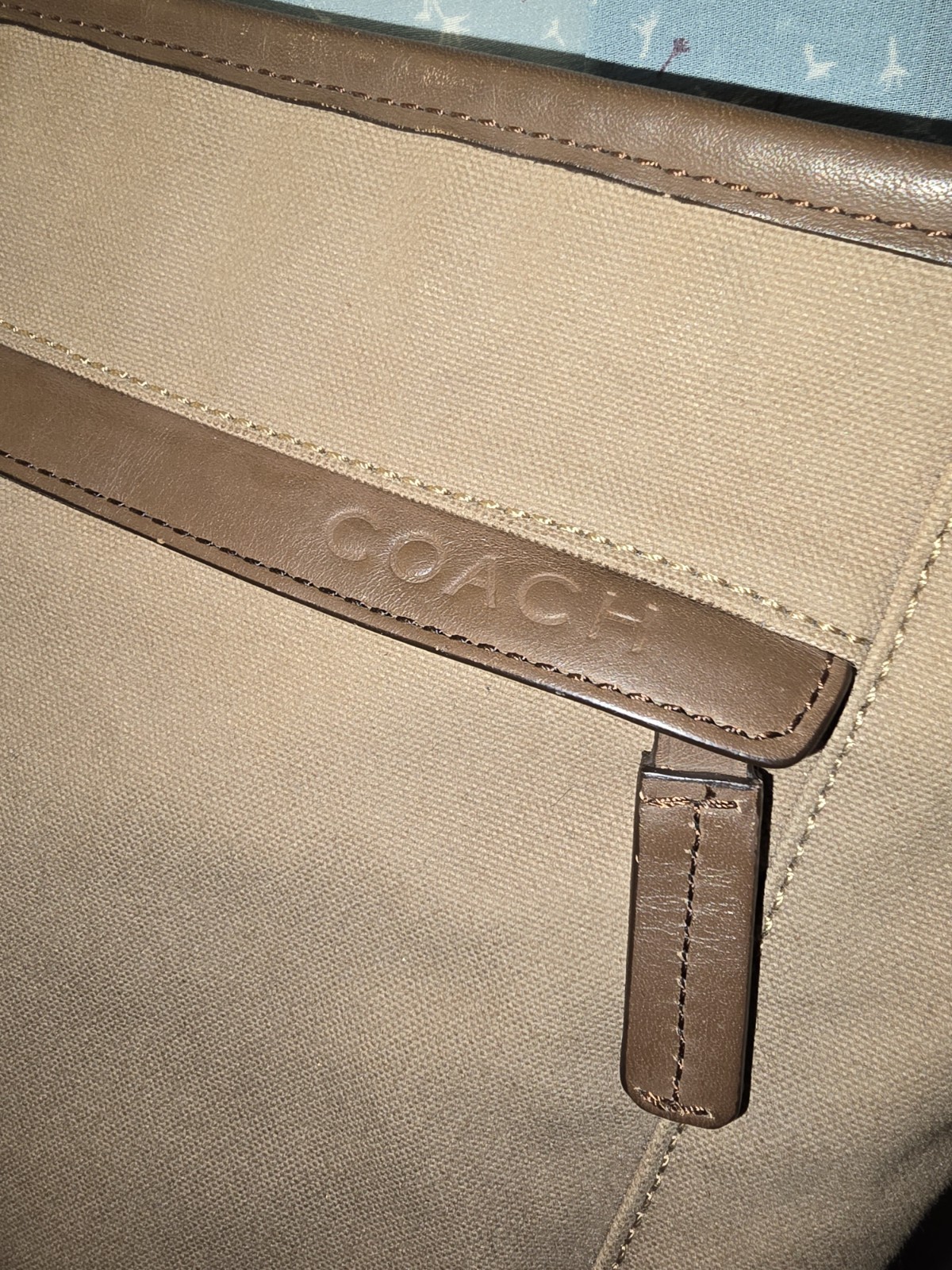 COACH KHAKI BROWN CAMDEN CANVAS ZIP TOP CROSSBODY (F70820) EXCELLENT CONDITION