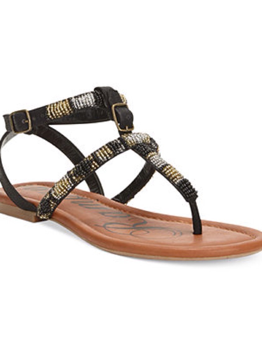 Rampage Palmey Black Beaded Flat (0 to 1/2 In.) Thong Sandals SZ 6.5 M