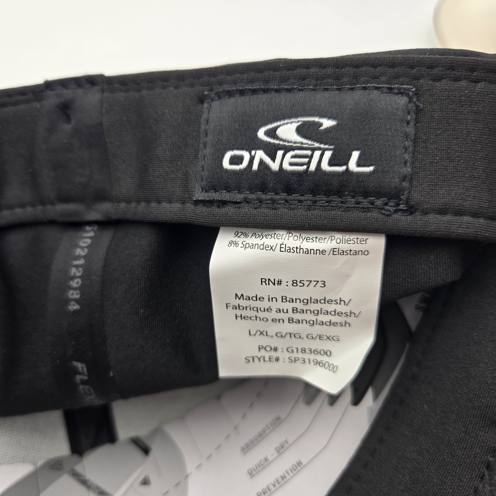 NEW O’Neill Flexfit Delta Fitted Hat Cap Mens Large/XL Black Stain Block Tech