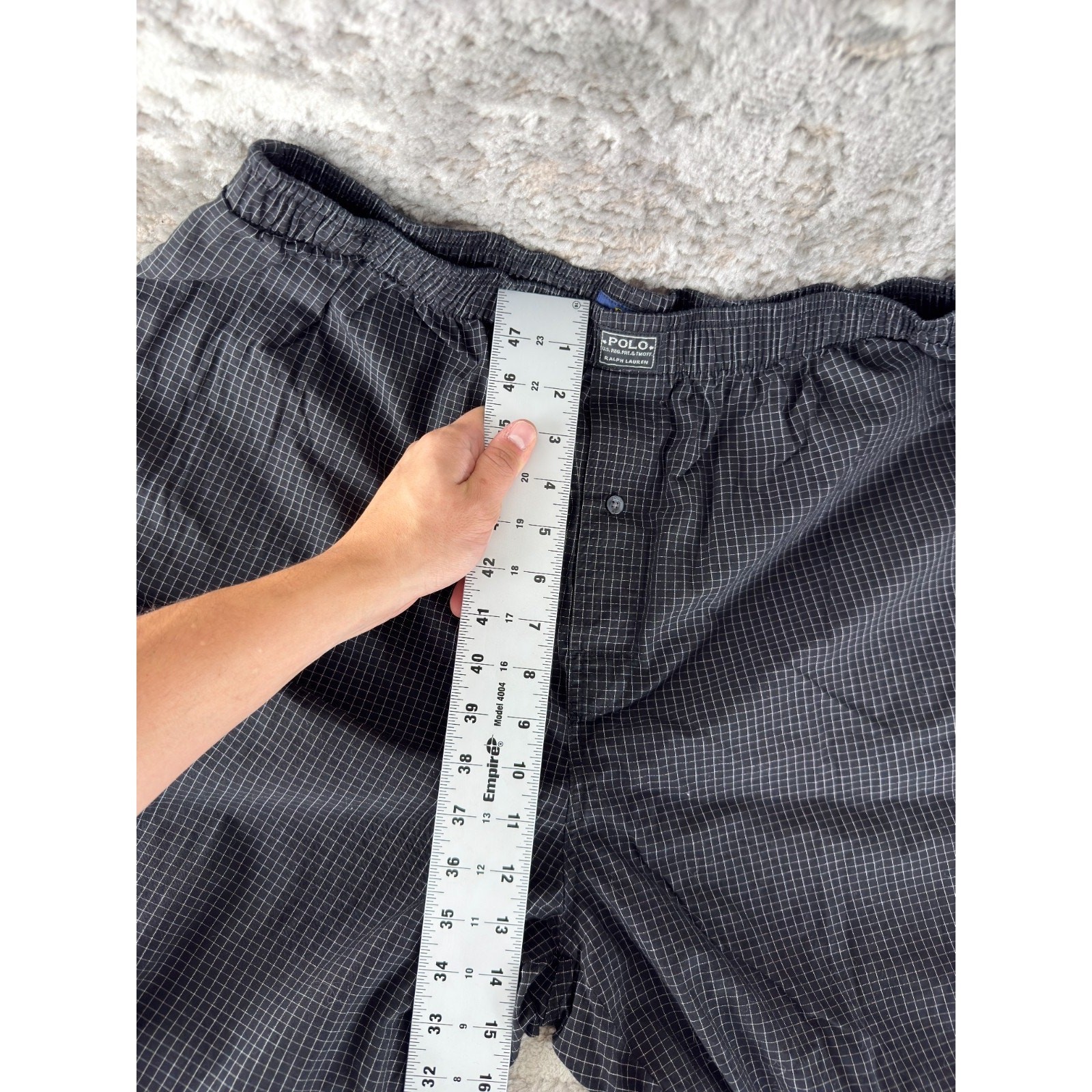 Polo Ralph Lauren Size XL Checker Straight Leg Casual Elastic Waist Pants Black