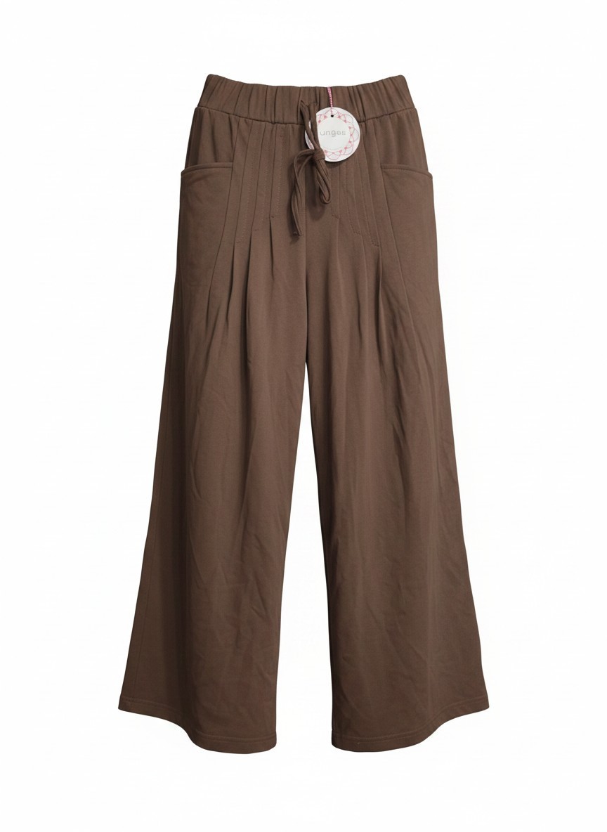 UMGEE NWT Brown French Terry Wide Leg Boho Pants – Pleated Front – Size S