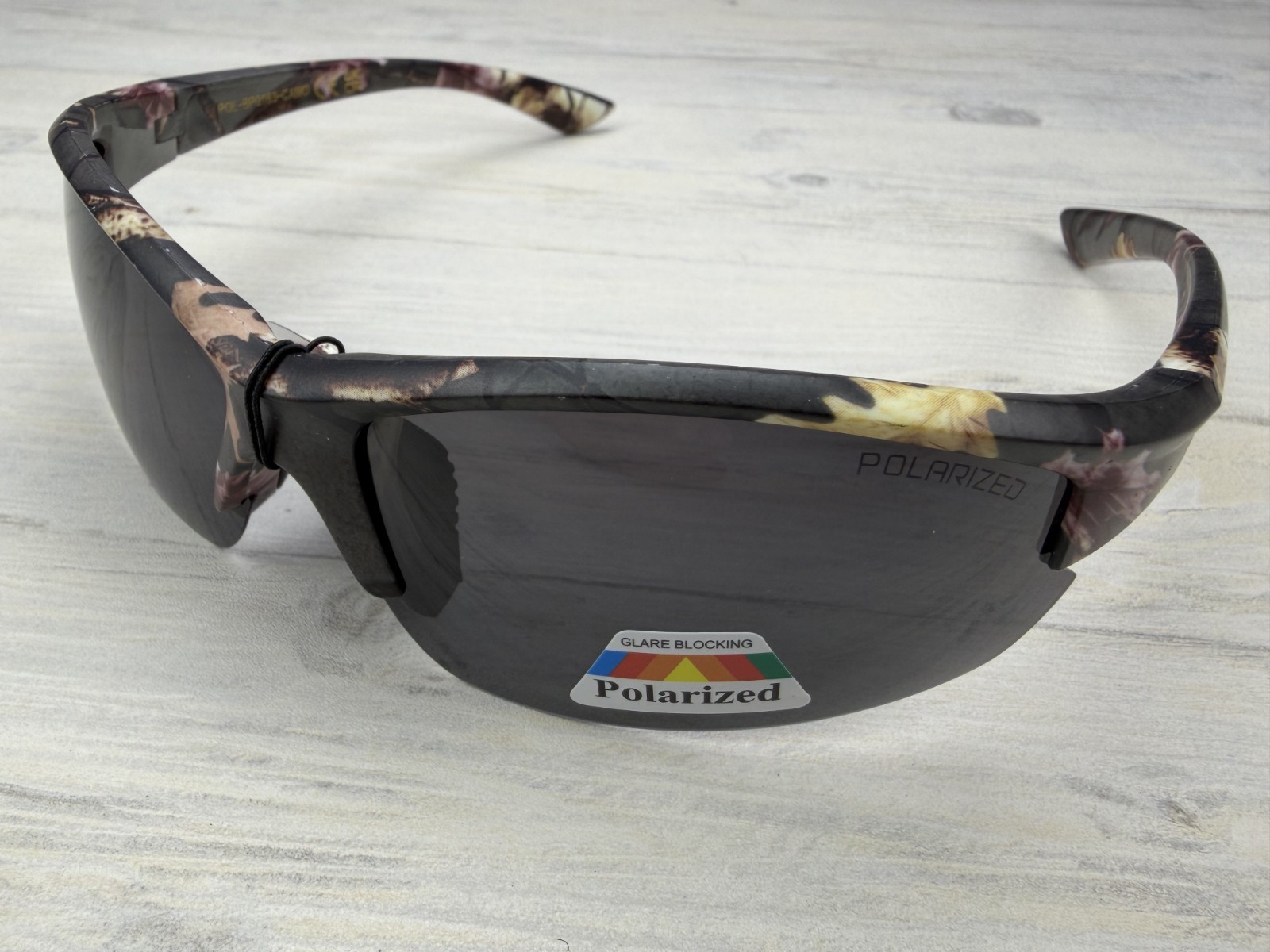 Hunting Sunglasses Polarized Wrap Around Fall Camo Pattern Smoke Gray Lens
