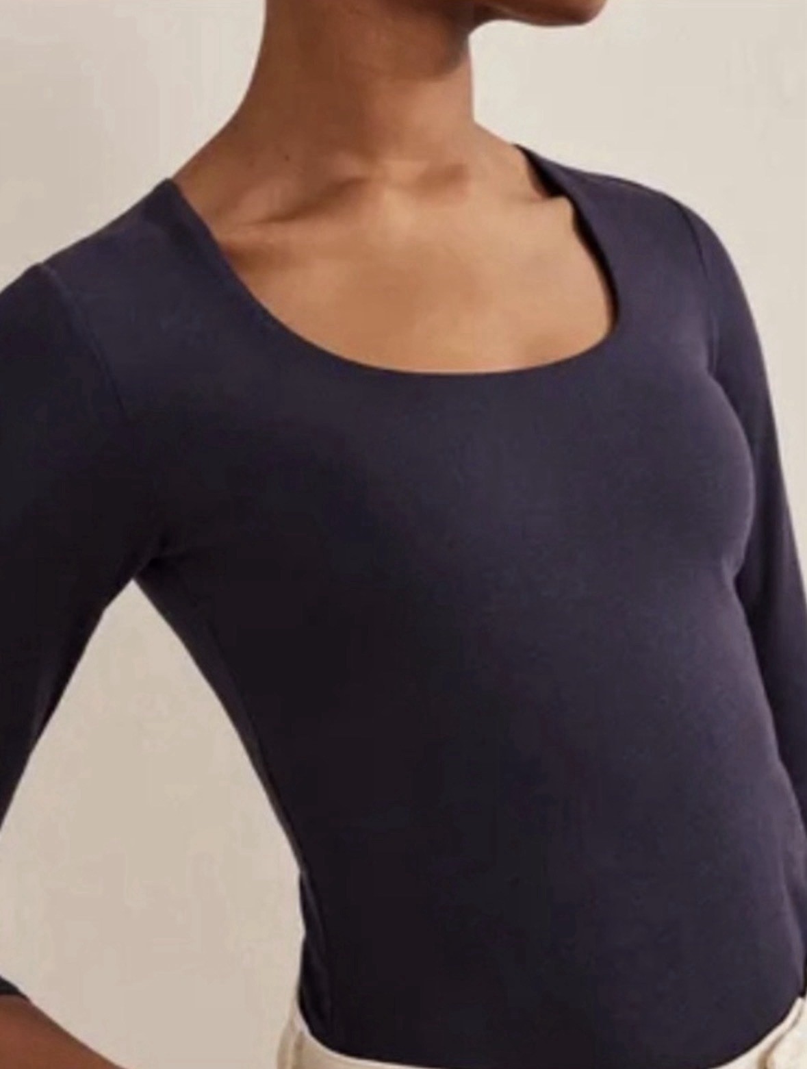 Boden Blue Double Layer Scoop Neck Long Sleeve Shirt Size 14