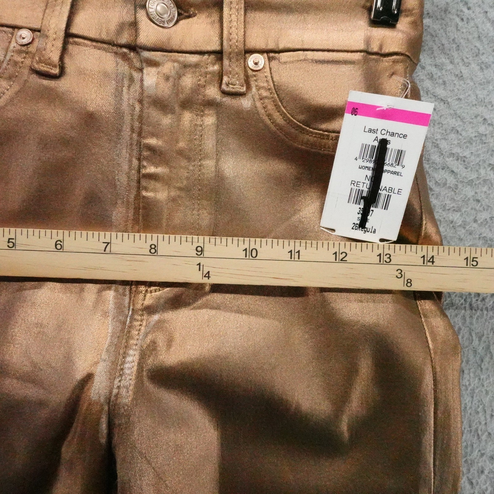 7 For All Mankind Womens Metallic Bronze Coated Skinny Jeans Size 26 NEW