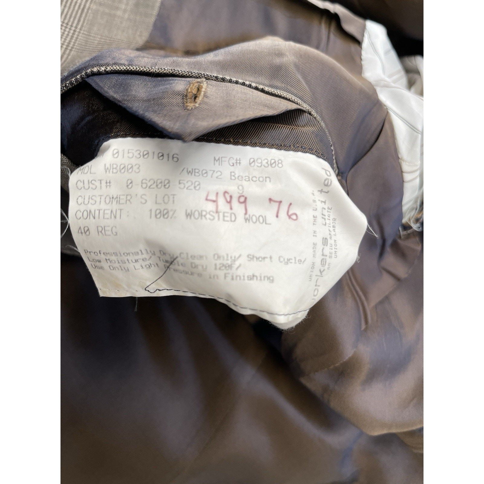 Vintage Hickey Freeman Suit Glen Plaid Worsted Wool Size 40R