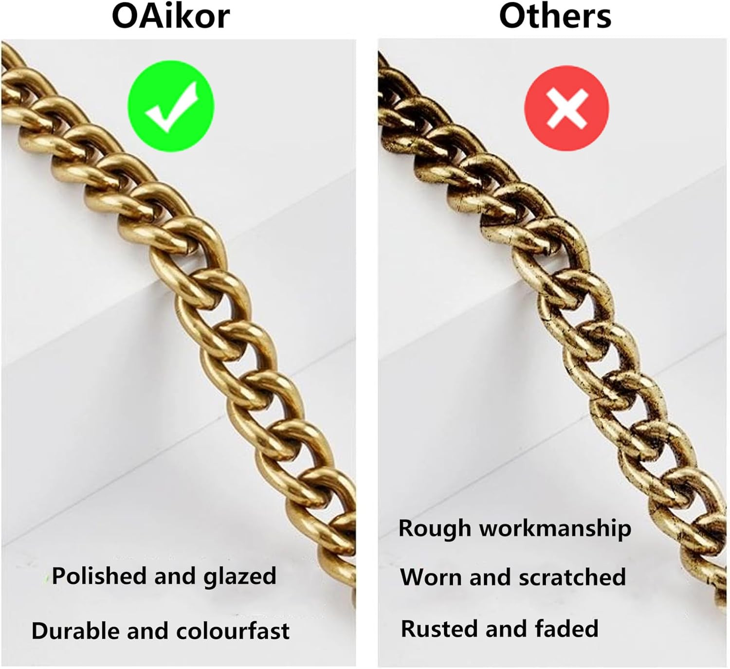 Oaikor Iron Flat Antique Bag Chain Strap for Replacement Purse Shoulder Handbag