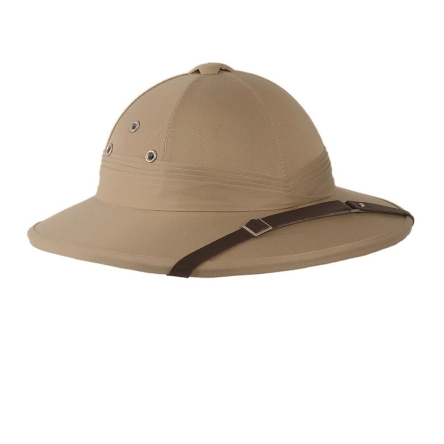 Classic French Army Tropical Pith Helmet Military Style Costume Replica Khaki