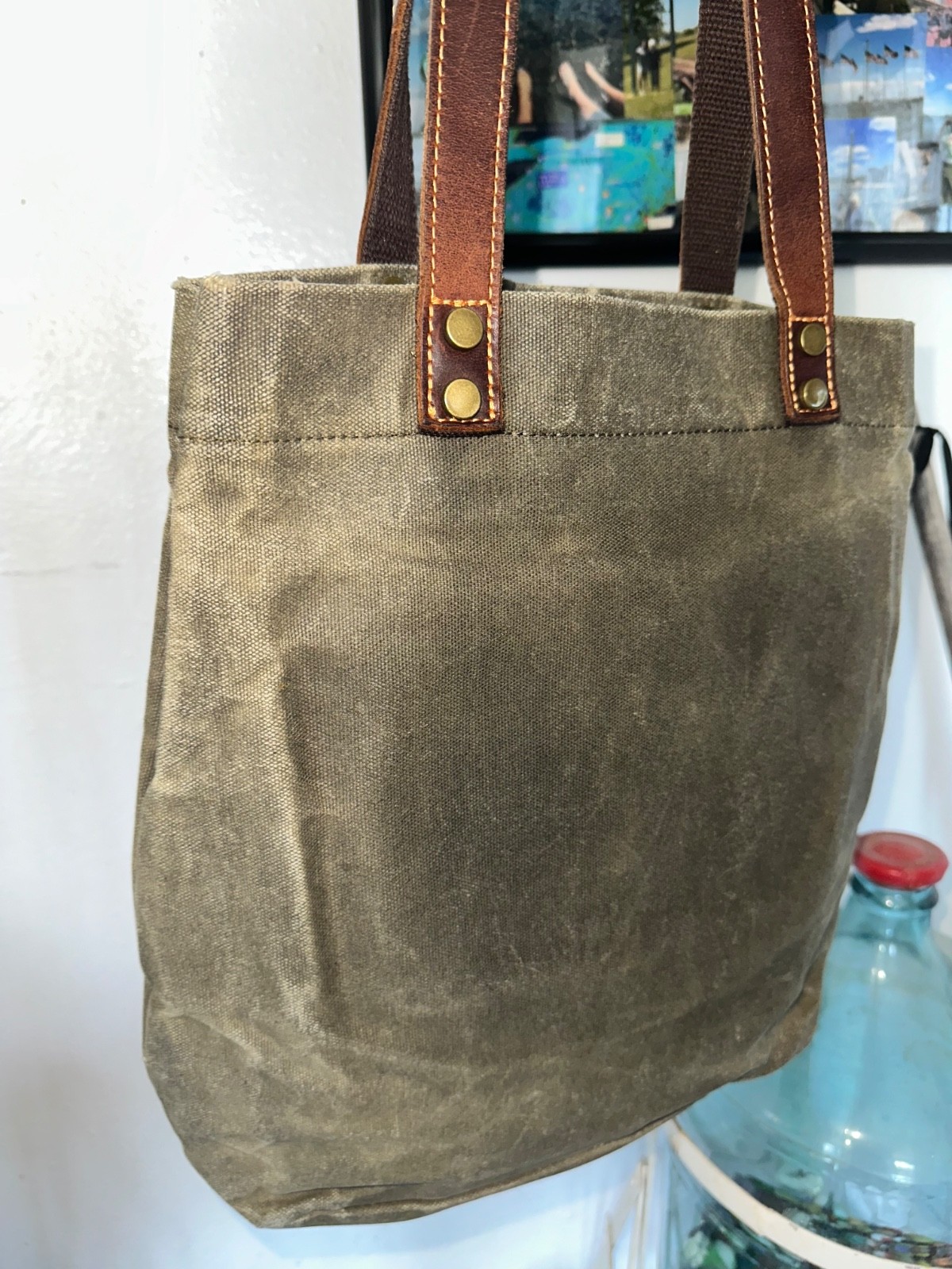 Canvas Tote Heavy Waterproof Green Lg Mint