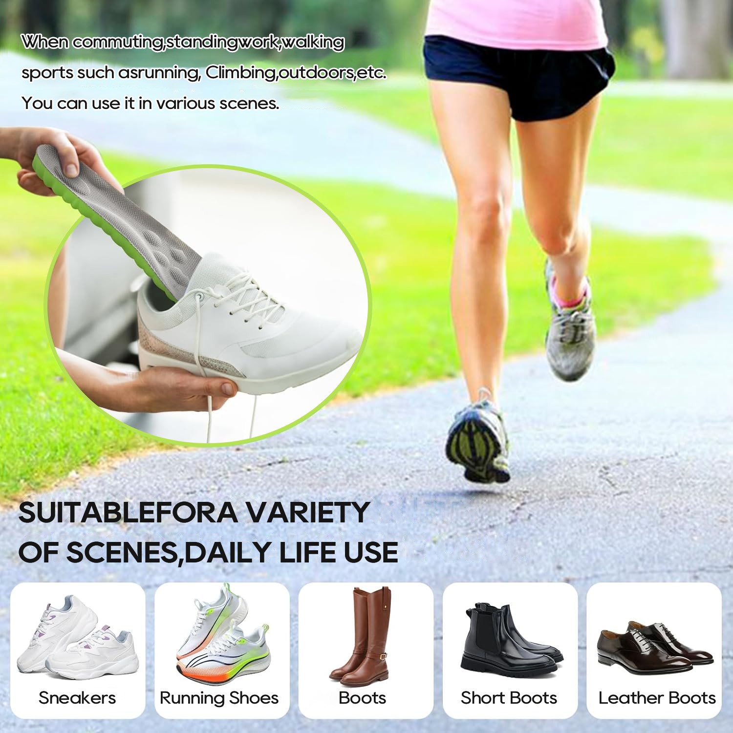 4D Cloud Height Increasing Insoles Anti-Stink & Sweat-Absorb Unisex for US 7-12