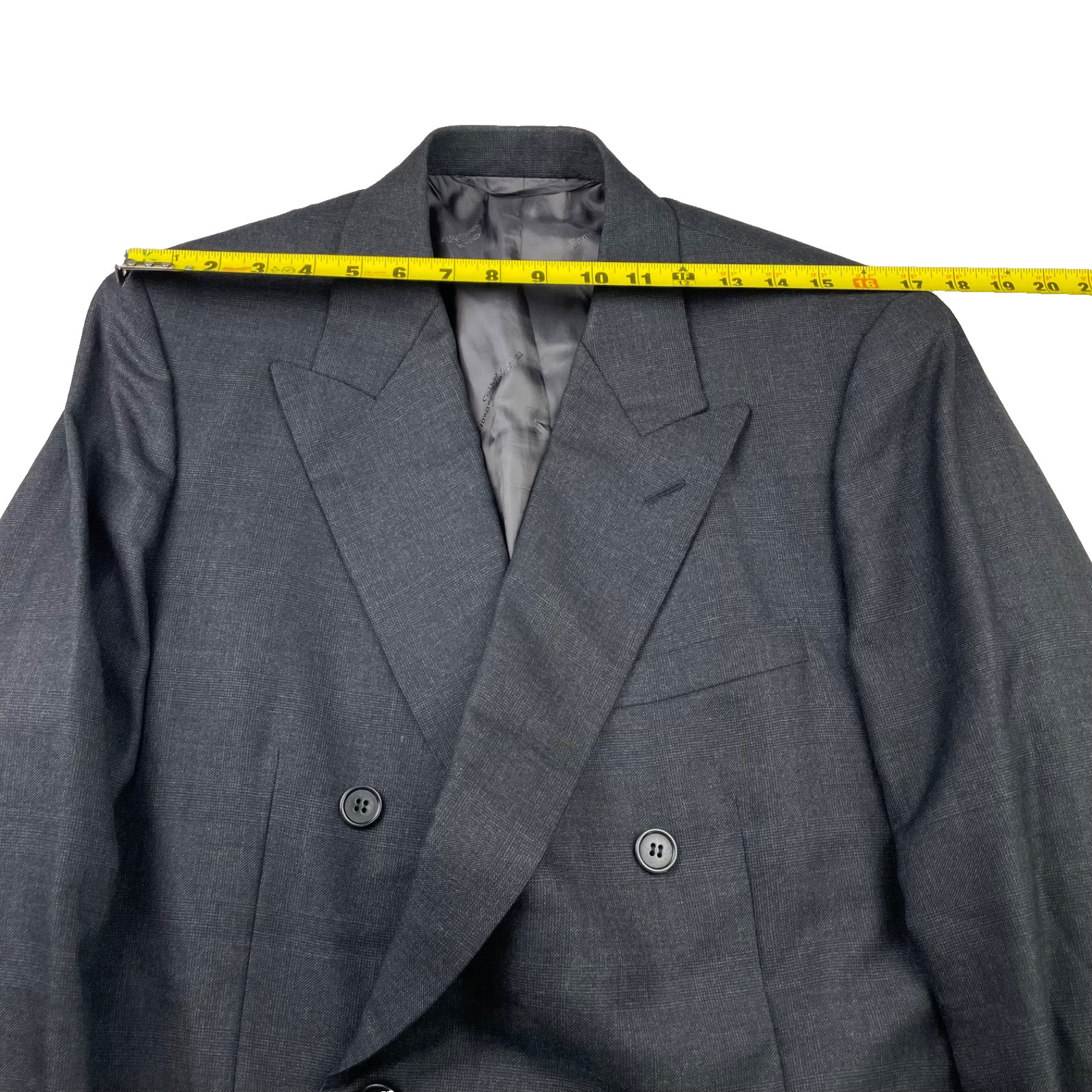 Ermenegildo Zegna Men’s Bespoke Double Breasted Suit Gray Plaid • 42S | 38×30