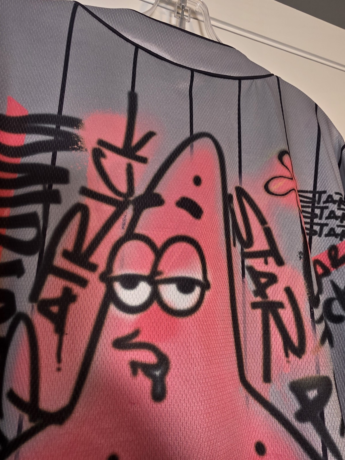 Spongebob Patrick Star Graffiti Baseball Jersey Mens XL Grey Nickelodeon