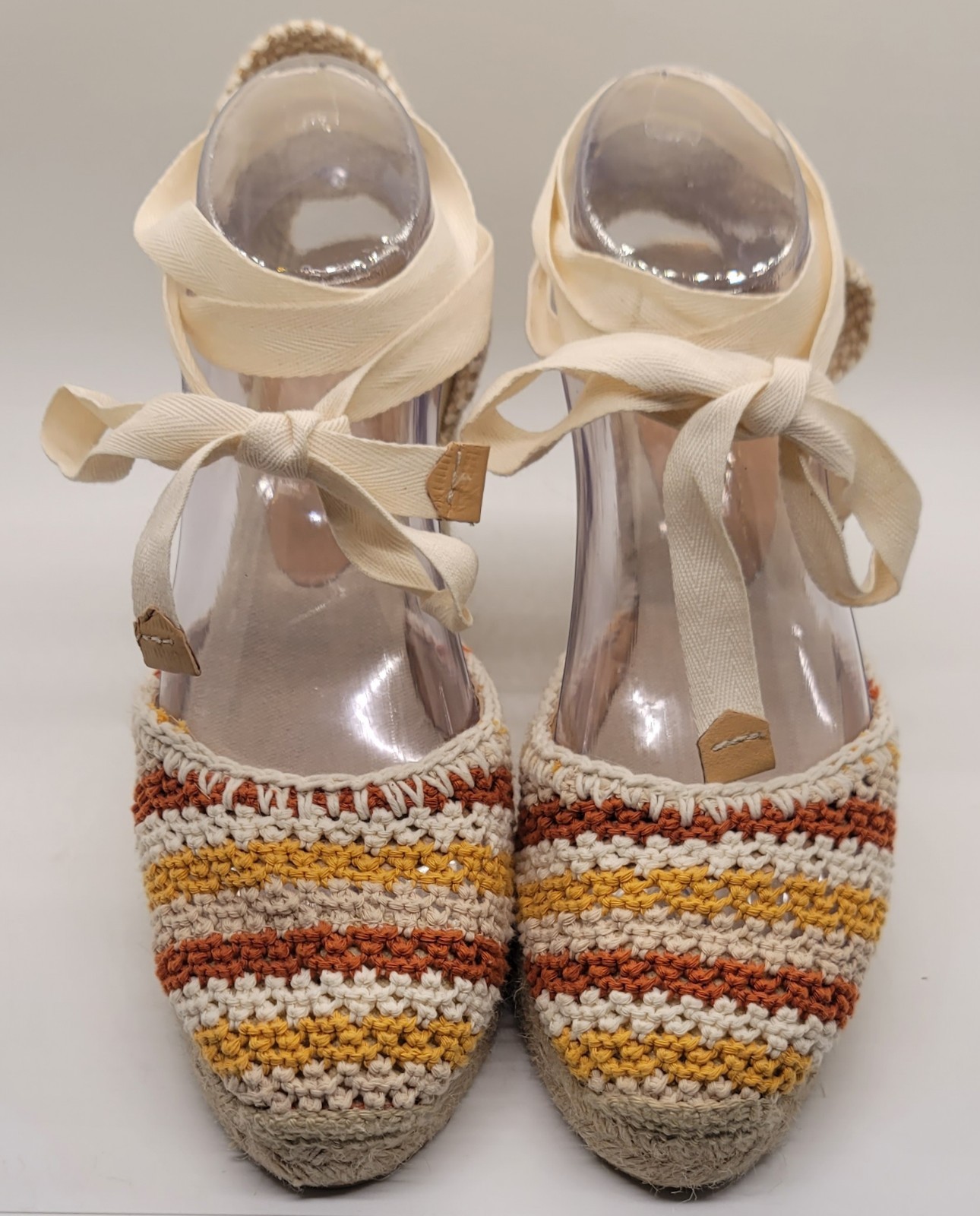 Castaner Carina Espadrille Wedge Sandals Ankle Wrap Tie 40 US Size 9