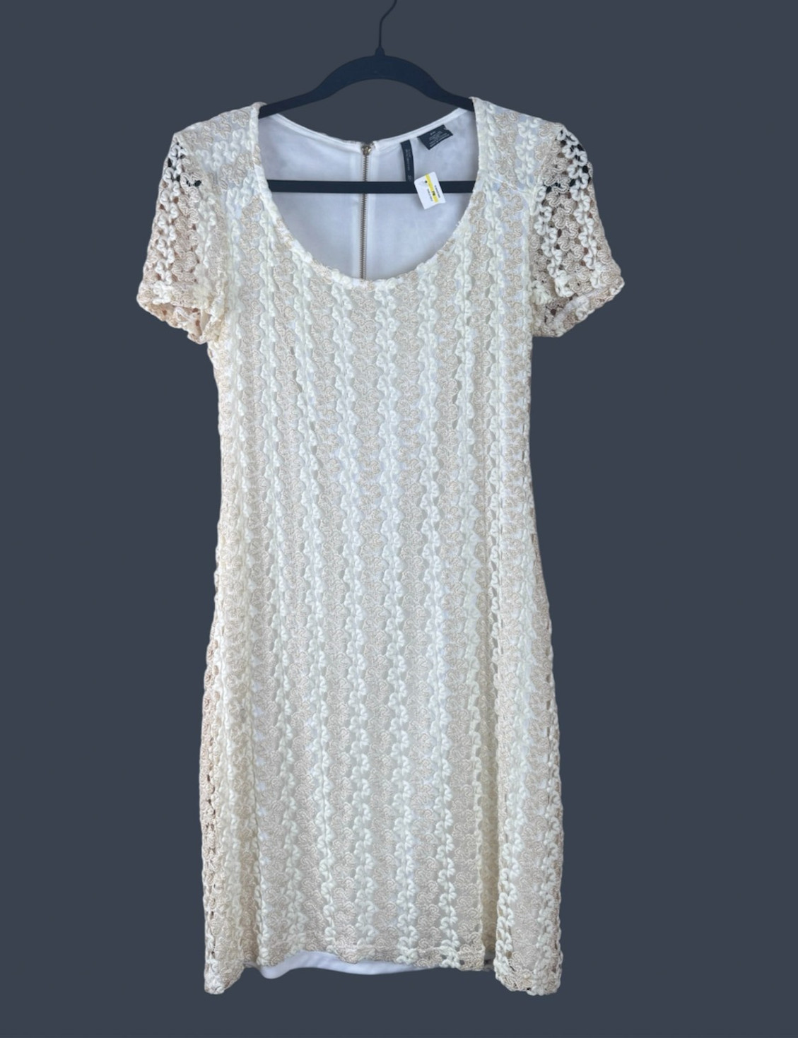 New Directions Lace Dress Ivory & Gold Women’s Size Petite M
