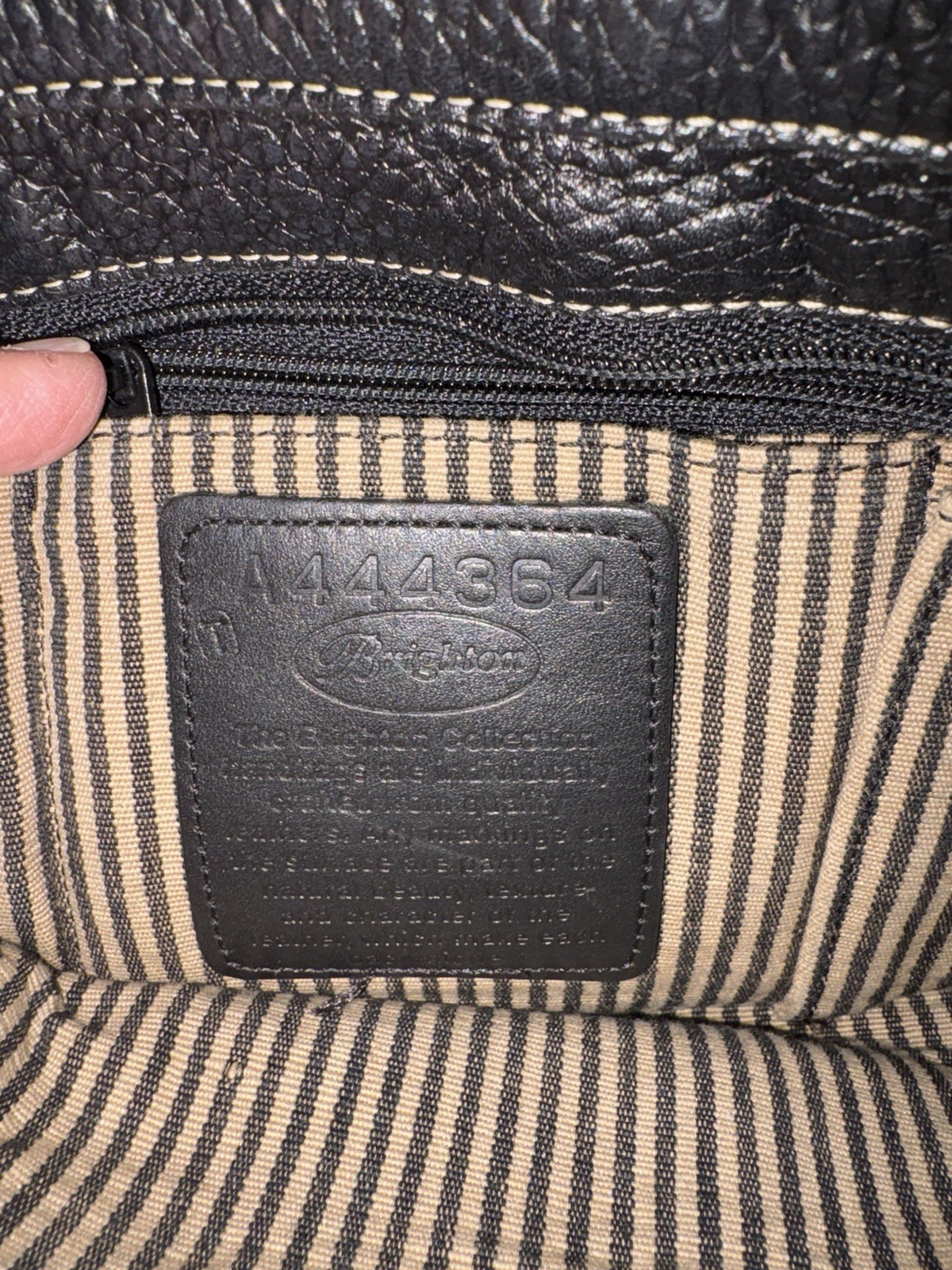 Vintage Brighton Satchel Black Pebbled Leather – Crocodile Embossed Trim