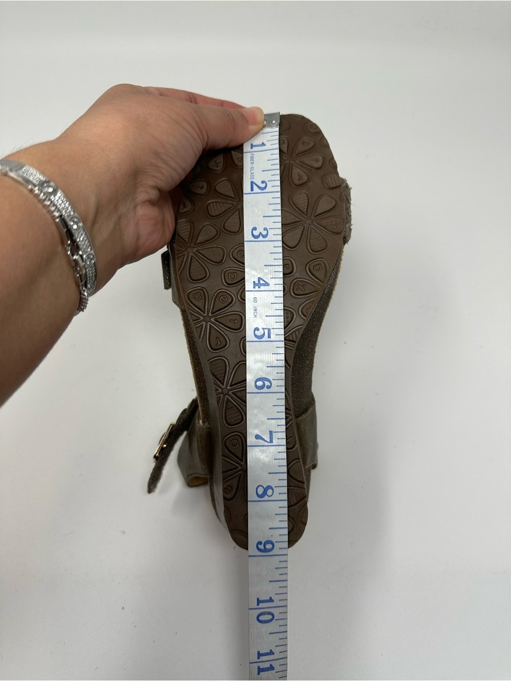 Aetrex Women’s Grace Adjustable Woven Wedge Taupe Sz 7.5-8