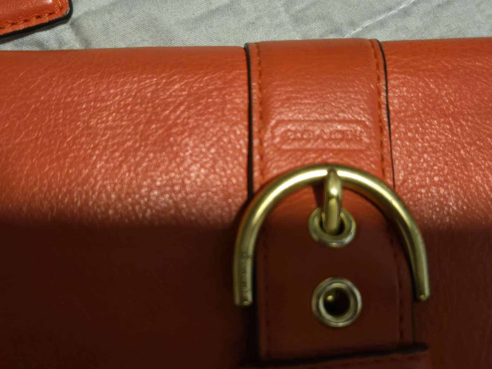 Coach Women’s Orange Wallet Buckle Snap Closure ID Window Zip Pocket Logo