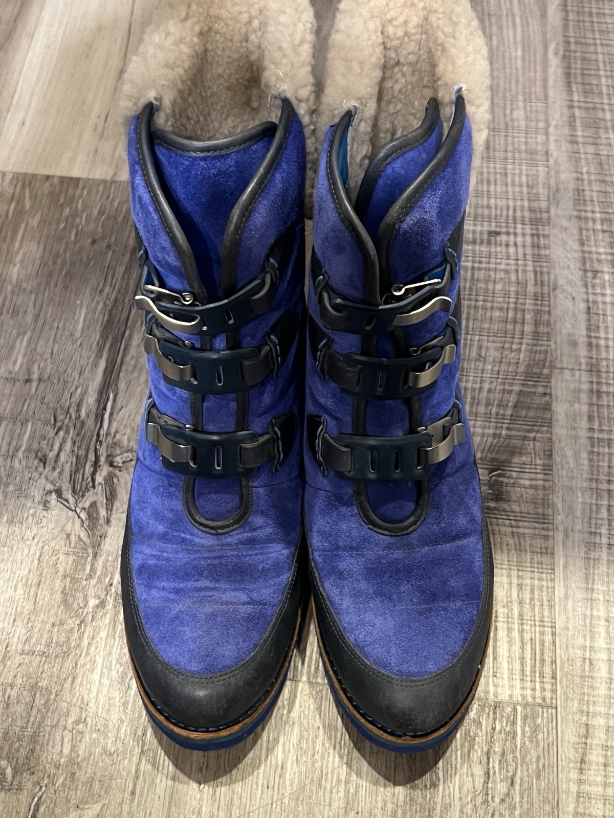 COLE HAAN Lania Air Suede Waterproof Snow Boots Black Blue 7.5 Women’s