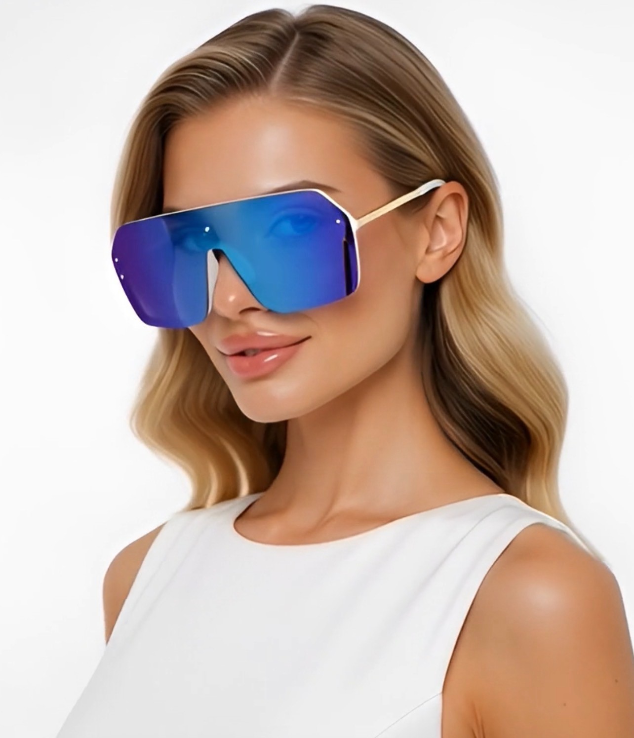 Fashion Oversize Flat Mirror Lens Square Large Men’s Women’s Miami Sunglasses